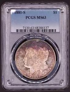 アメリカ　モルガンダラー銀貨1881-s MS-62 PCGS 1881-S モーガン シルバー ダラー 1 ドル コイン ANACS MS-62