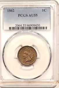 ニース 1862 カッパー ニッケル インディアン ヘッド セント PCGS グレード AU 55