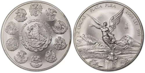 メキシコ リベルタード 2 オンス - 勝利の女神 - イーグル イーツ スネーク PCGS MS67 93102-