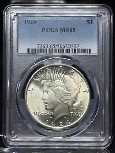 1924 シルバー ピース ダラー MS65 PCGS シルキー ジェム