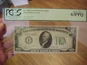 1934年 $10 10ドル連邦準備紙幣 PCGS CHOICE 新品 63PPQ DGS ミュール Fr.2005m