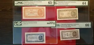 ユーゴスラビア 1、5、10、20 ディナラ 1944 PMG 64、65、66 EPQ & PCGS 66 PPQ