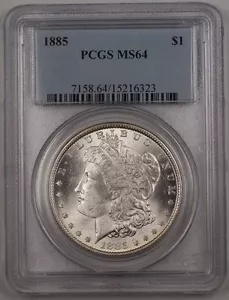 1885 US モーガン シルバー 1 ドル コイン PCGS MS-64 リバース トーン