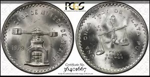 1979-Mo 1-ONCE メキシコ メダリック シルバー ブリオン KM#M49b.3