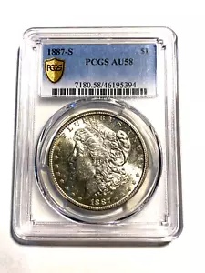 #A7063、モーガン シルバー ダラー PCGS AU58、1887 S キー デート ゴールド シールド