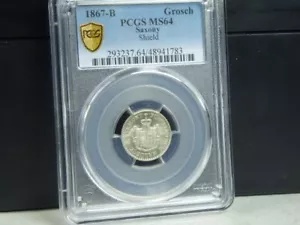 (M-103) ヴァルデック ピルモント、1867 年、1 シルバー ペニー、スタンプ光沢に近い、PCGS MS64-