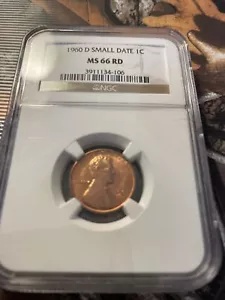1960-D スモールデイト リンカーン記念セント NGC MS 66 RD コレクター コイン