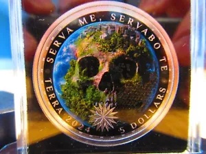 2024 スカル アース テラ カラー化 1 オンス シルバー コイン $5 トケラウ
