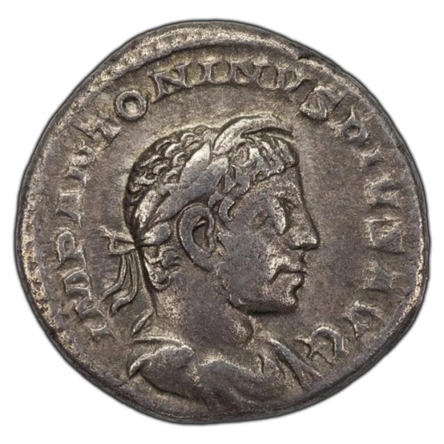 ローマ帝国 エルガバルス帝 218-222年 デナリウス貨 @185 NGC鑑定 AU 5