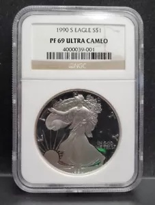 1990 S プルーフ シルバー イーグル NGC PF69 ウルトラ カメオ アート・美術品・骨董品