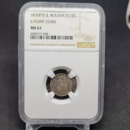1830 ボリビア 1/2 ソル。 NGC MS-61。