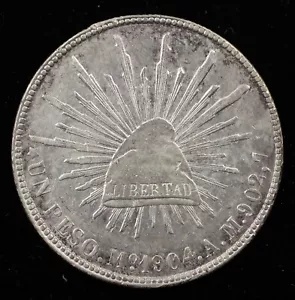 1904 Mo AM メキシコ 1 ペソ銀貨 - キャップ & レイズ