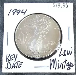 1994 アメリカン シルバー イーグル コイン BU 1 オンス US $1 ドル 未流通 ブリリアント ミント