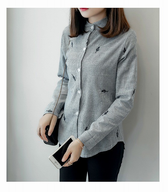 ノー カラー シャツ レディース