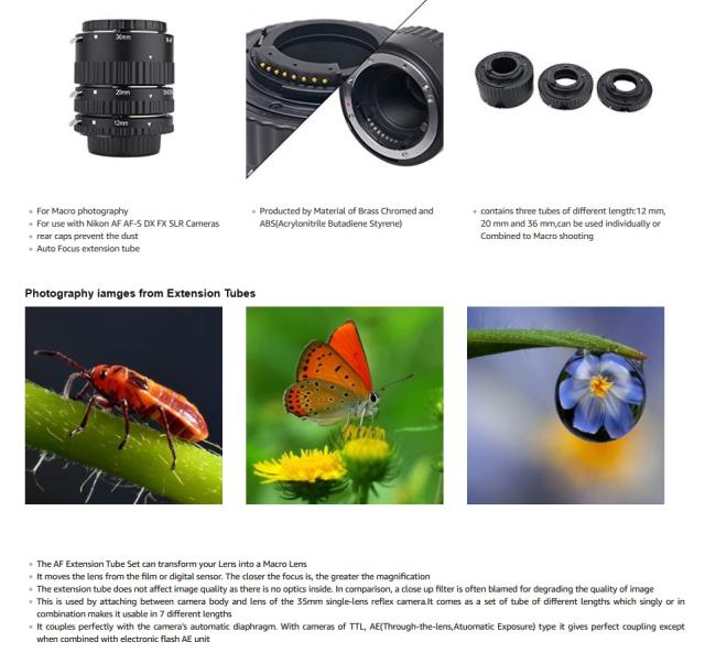SHOOT Extension Tube Auto Focus Set Macro for Nikon AF AF-S DX FX SLR Cameras SHOOT Extension Tube Auto Focus Set Macro for Nikon AF AF-S DX FX SLR Cameras
