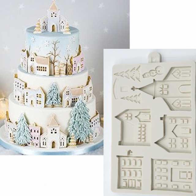 フォンダンケーキチョコレート飾る用具のためのクリスマスのジンジャーブレッドの家の形のシリコーン型の通販はau Pay マーケット キキ屋