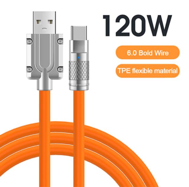 Xiaomi Huawei Samsungと互換性のあるLedインジケータ付き120w 6aタイプCケーブル高速充電液体シリコンUsbライン