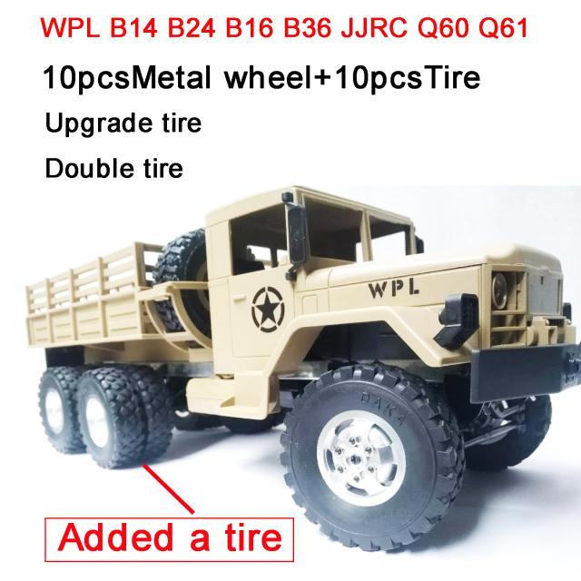 アップグレードDIYダブルタイヤメタル改造ホイールはWPL B14用に設定