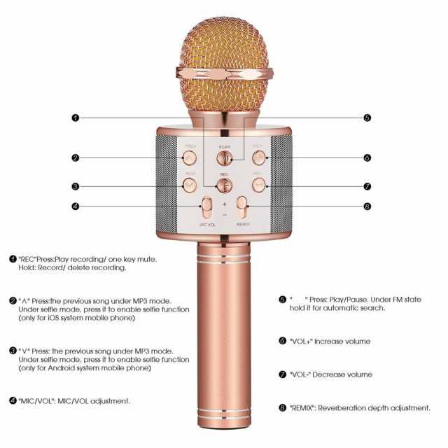 Bluetoothワイヤレスコンデンサーマジックカラオケマイク携帯