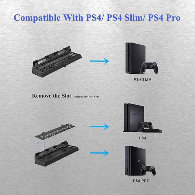 PS4 Proスリムスタンド用垂直冷却コントローラ充電器充電ステーション