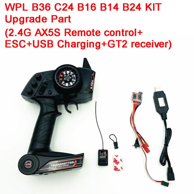 2.4G AX5Sリモートコントロール+ ESC + USB充電+ GT2レシーバー電子機器アップグレード部品セットWPLキットB36 C24 B16 B14 B24 RCカー用の通販は