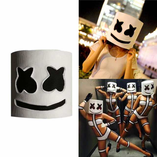 LED MarshMello DJマスクフルヘッドヘルメットコスプレマシュマロ