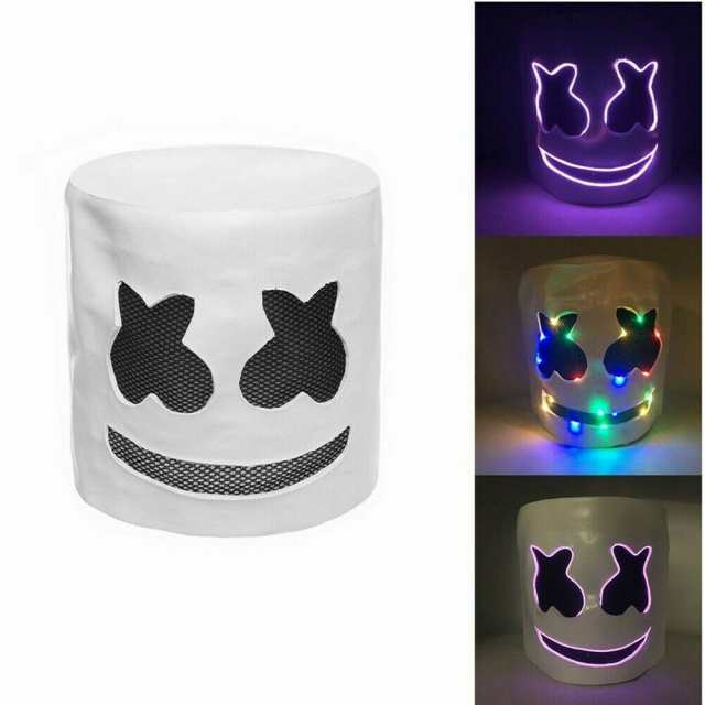 LED MarshMello DJマスクフルヘッドヘルメットコスプレマシュマロ 