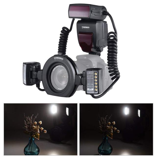 Canon EOS 1Dx 5D3 6D 7D 70D 80Dカメラ用YONGNUO YN24EX E-TTLマクロフラッシュスピードライト5600Kフラッシュヘッドアダプターリング