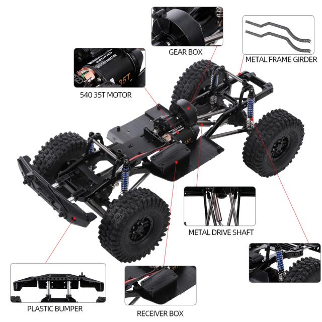 313 mm 12.3インチホイールベース組み立て式1/10 RCクローラーカー用