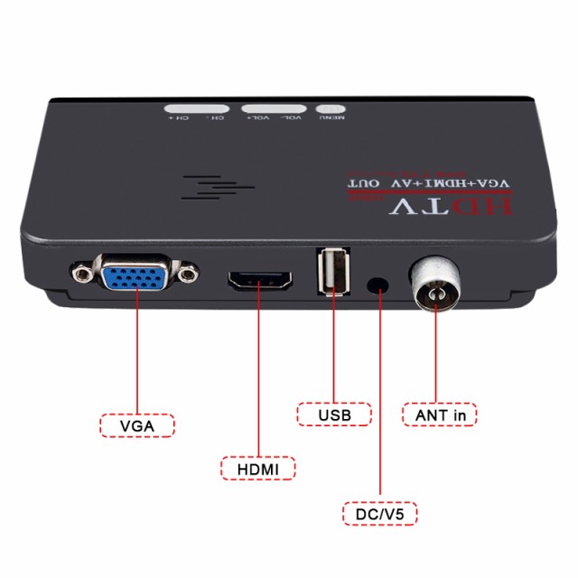 DVB - T / DVB - T2テレビチューナーレシーバーDVB T / T2テレビボックスVGA AV CVBS 1080 P  HDMIデジタルHD衛星放送受信機リモコン｜au PAY マーケット