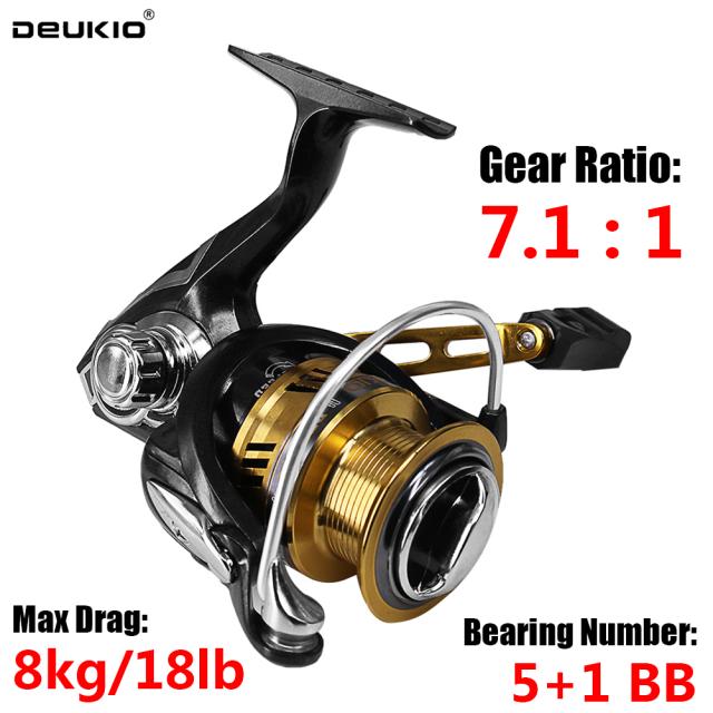 DEUKIO高速スピニングリール7.1：1ギア比メタルスプールバス釣り