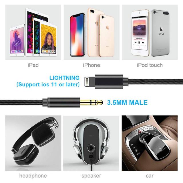 iPhone用3.5mmオスAuxケーブル車用ヘッドフォンジャックケーブルiPhone