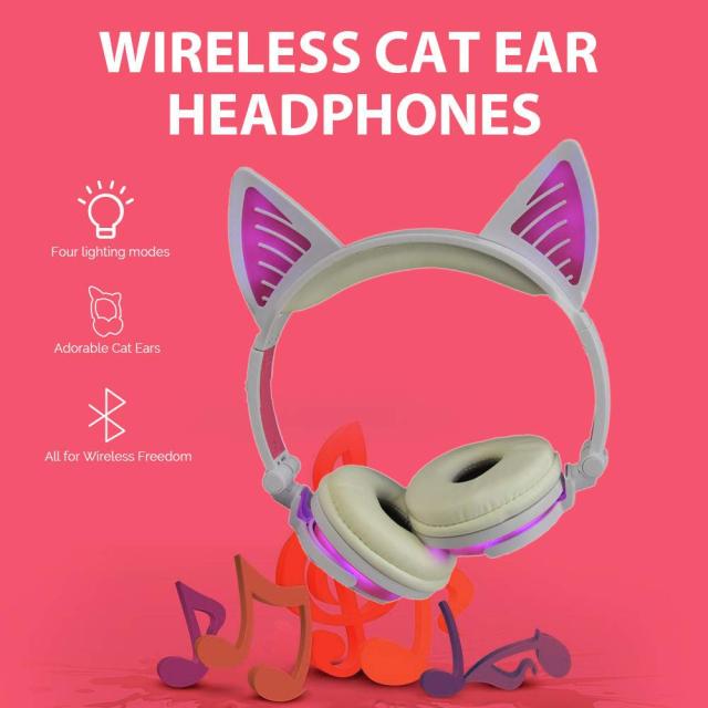 かわいい 猫耳 充電式 ゲーミングヘッドセット マイク付き 折り畳み式
