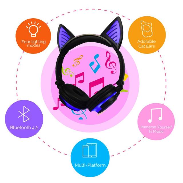 かわいい 猫耳 充電式 ゲーミングヘッドセット マイク付き