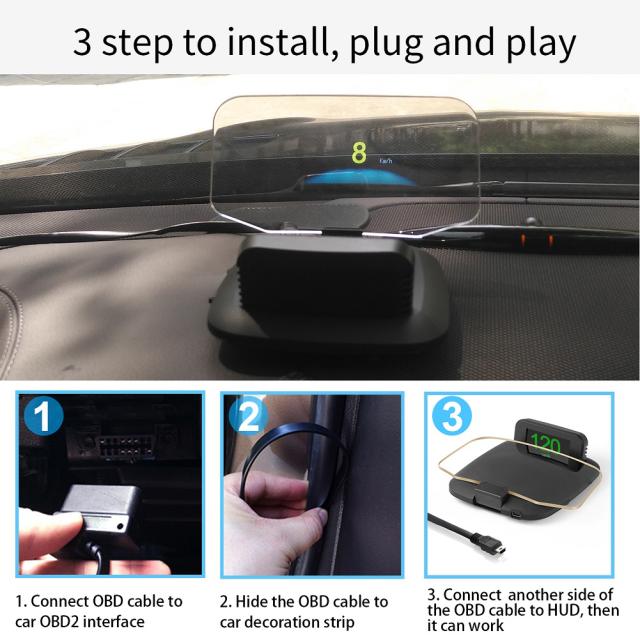 C1 HDカラーLCDディスプレイ車HUDヘッドアップディスプレイOBD2 + GPS