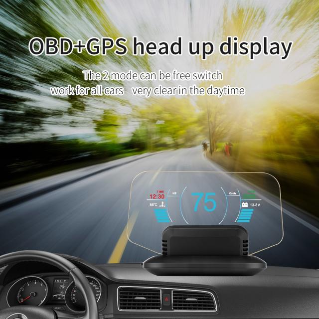 C1 HDカラーLCDディスプレイ車HUDヘッドアップディスプレイOBD2 + GPSヘッドディスプレイの通販は