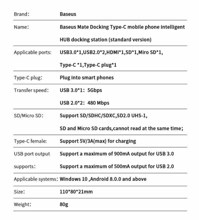 Baseus USB Type CハブドッキングステーションパッドステーションUSB-C