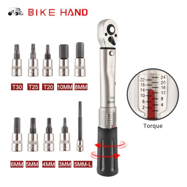 バイクハンド自転車修理ツールキットバイクトルクレンチアレンキーツールソケットセットロードMTBバイクツール1/4 ``トルクフィックスセット2-24 NM_1