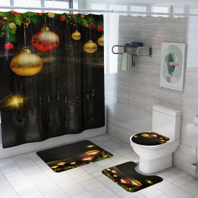 クリスマスシリーズシャワーカーテン敷物ふたトイレカバーマット