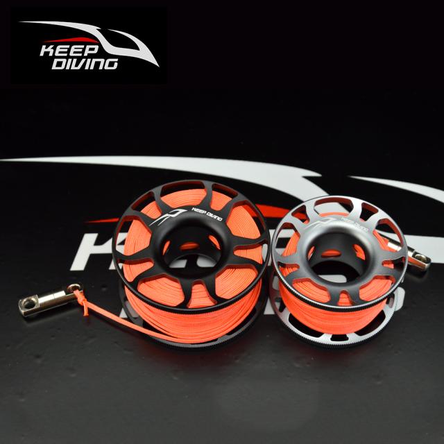15M / 30Mスキューバダイビングアルミ合金スプールフィンガーリールステンレス鋼ボルトスナップフックSMB機器洞窟ダイビング_5