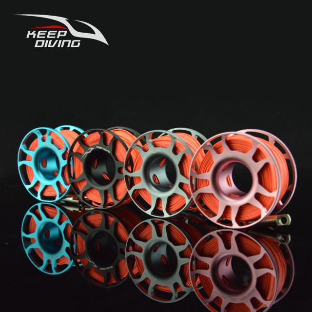 15M / 30Mスキューバダイビングアルミ合金スプールフィンガーリールステンレス鋼ボルトスナップフックSMB機器洞窟ダイビング_6