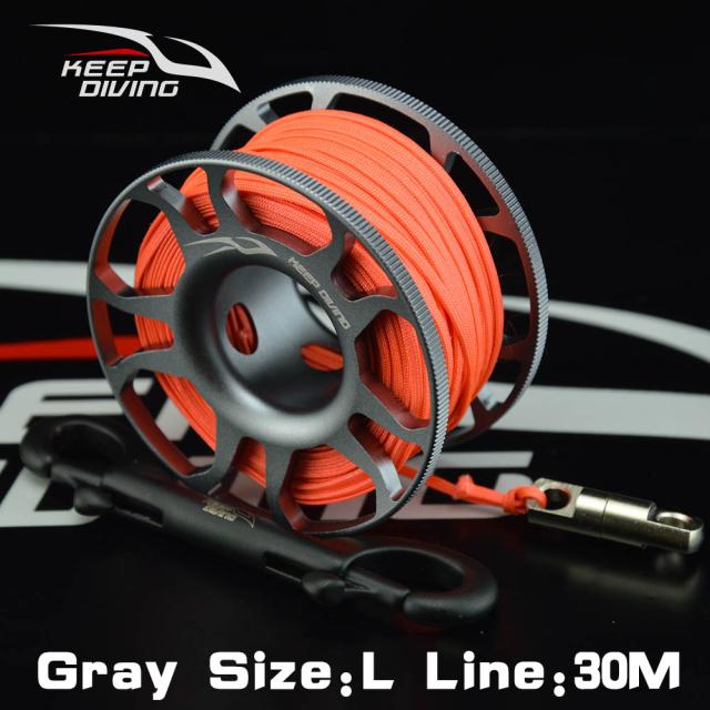 15M / 30Mスキューバダイビングアルミ合金スプールフィンガーリールステンレス鋼ボルトスナップフックSMB機器洞窟ダイビング_9