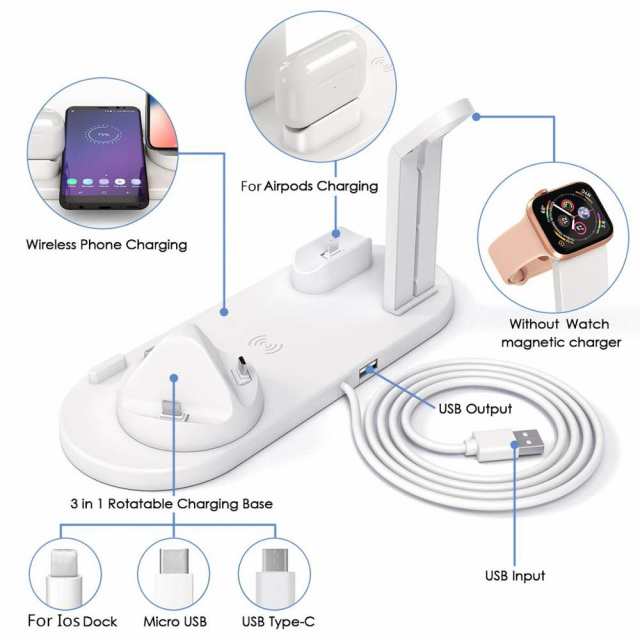 ワイヤレス充電器 Apple Watch 5 4 3 Airpods Pro Station Dock ワイヤレス充電器 Apple Watch 5 4 3 Airpods Pro Station Dock