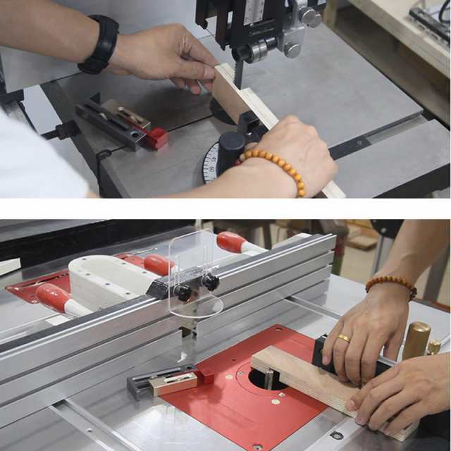 テーブルソーギャップスロットレギュレータースロットルーラーは、木工用のほぞ穴とほぞの可動測定ブロック長さ補正ツールを作成します