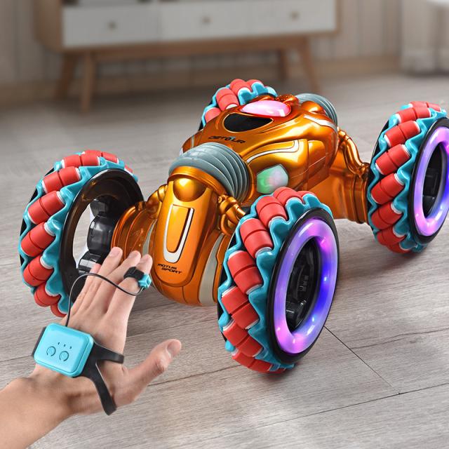 2.4GリモートコントロールスタントカージェスチャーセンサーツイストライトミュージックダンスRCカー(子供のおもちゃ用)