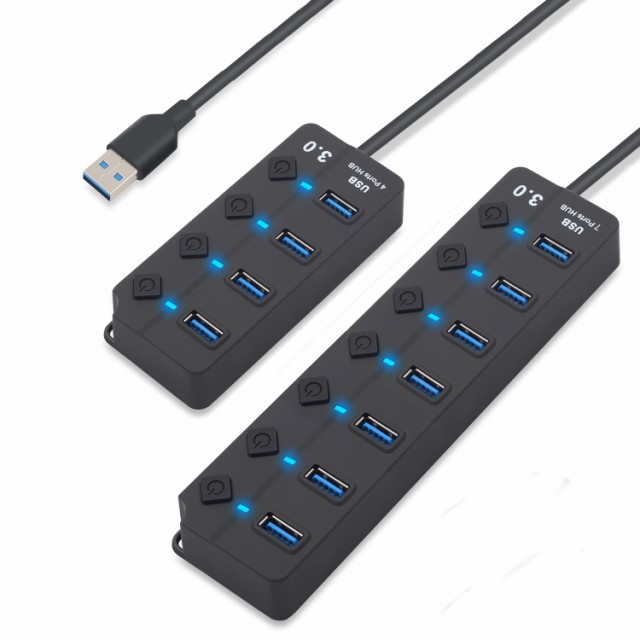 4/7ポートUSB 3.0ハブスプリッターUSBハブ3.0、個別電源スイッチ付き