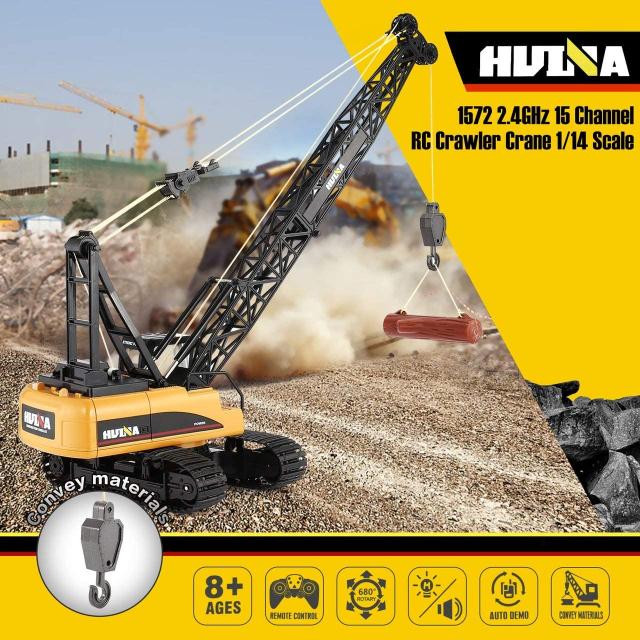 HUINA 1572 15ch RC合金クレーン1/14 2.4GHzエンジニアリング可動