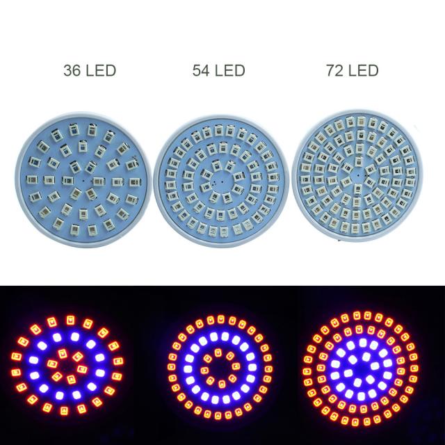 植物育成ライト E27 220V LED 72個電球 屋内 野菜苗 植木鉢用 水耕栽培ランプ 日照不足解消