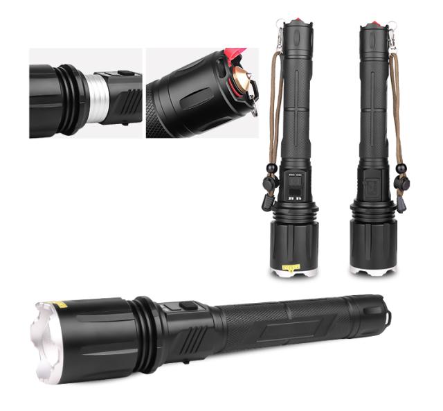 MTG2ズーム懐中電灯Usb充電液晶画面セーフティハンマー大レンズ広角