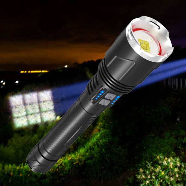 USB充電屋外キャンプランプ付きP99LED懐中電灯ズームトーチの通販は